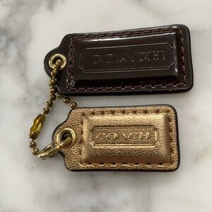 Coach Chocolate Brown and Metallic Gold Purse Hangtag Set